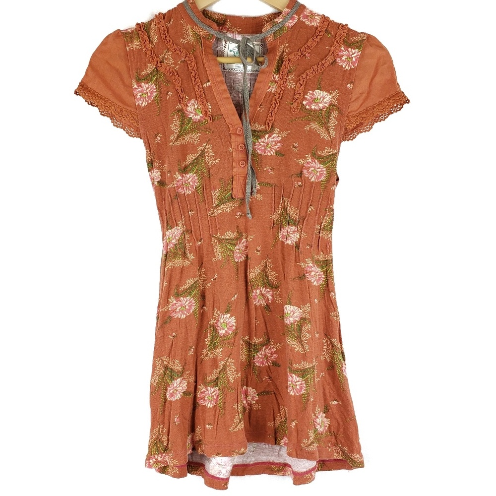 Free People Floral Linen Blend Girls Dress